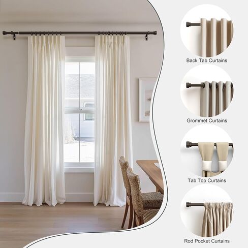 PORTRES Black Heavy Duty Curtain Rods for Windows 72 to 144 Inches Adjustable Length 1" Diameter Curtain Rod with Modern Decorative Finials for Outdoor Farmhouse Bedroom Kitchen Living Room in Saudi Arabia
