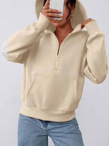 PRETTYGARDEN Women's Half Zip Up Hoodies 2025 Fall Long Sleeve Cropped Pullover Oversized Sweatshirt Fashion Y2K Clothes in Saudi Arabia