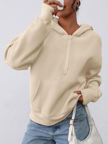 PRETTYGARDEN Women's Half Zip Up Hoodies 2025 Fall Long Sleeve Cropped Pullover Oversized Sweatshirt Fashion Y2K Clothes in Saudi Arabia