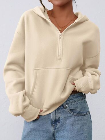 PRETTYGARDEN Women's Half Zip Up Hoodies 2025 Fall Long Sleeve Cropped Pullover Oversized Sweatshirt Fashion Y2K Clothes in Saudi Arabia