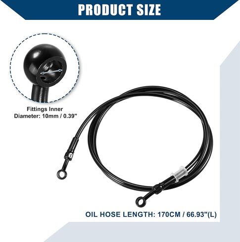 Brake Hose Motorcycle Hydraulic Brake Line Oil Hose Pipe Fitting with Banjo/Inner for ATV Motorcycle Motocross/Durable 170cm Length / 1 Set in Saudi Arabia