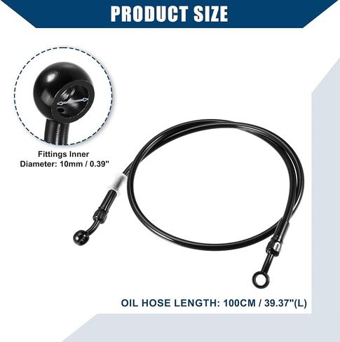 Brake Hose Motorcycle Hydraulic Brake Line Oil Hose Pipe Fitting with Banjo/Inner for ATV Motorcycle Motocross/Durable 100cm Length / 1 Set in Saudi Arabia