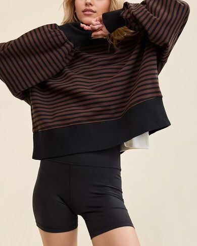 Gacaky Womens Striped Oversized Sweatshirts Classic Crew Pullover Tops 2025 Fall Hoodies Fashion Y2K Outfits Clothes in Saudi Arabia