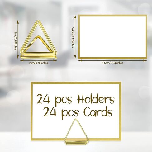 24 Pack Place Card Mostuders 24 Pack Triangle Number Number Pictures Clips Clips Small Table Place Cards with Foil Lorder for Wedding (Gold) in Kuwait