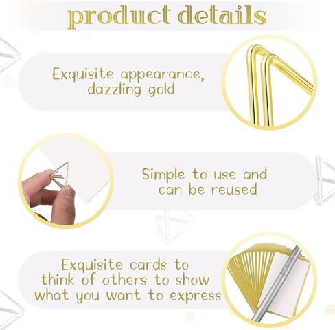 24 Pack Place Card Mostuders 24 Pack Triangle Number Number Pictures Clips Clips Small Table Place Cards with Foil Lorder for Wedding (Gold) in Kuwait