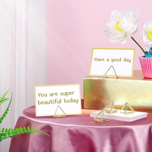 24 Pack Place Card Mostuders 24 Pack Triangle Number Number Pictures Clips Clips Small Table Place Cards with Foil Lorder for Wedding (Gold) in Kuwait