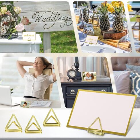 24 Pack Place Card Mostuders 24 Pack Triangle Number Number Pictures Clips Clips Small Table Place Cards with Foil Lorder for Wedding (Gold) in Kuwait