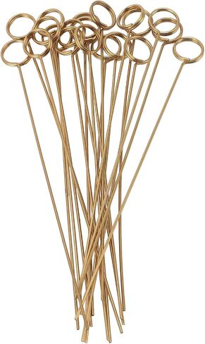 50pcs حامل بطاقة الأسلاك المعدنية الذهبية ، مقاطع مذكرات 6 بوصات ، مقاطع من الأزهار القابلة لإعادة الاستخدام ، مقاطع لالتقاطات لحفل الزفاف ، حامل بطاقة مكان لترتيب الزهور (جولة) in Kuwait