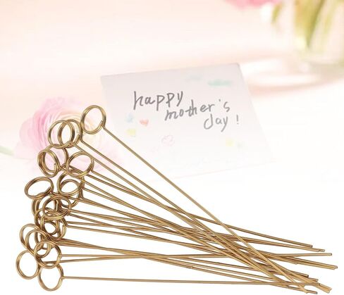 50pcs حامل بطاقة الأسلاك المعدنية الذهبية ، مقاطع مذكرات 6 بوصات ، مقاطع من الأزهار القابلة لإعادة الاستخدام ، مقاطع لالتقاطات لحفل الزفاف ، حامل بطاقة مكان لترتيب الزهور (جولة) in Kuwait