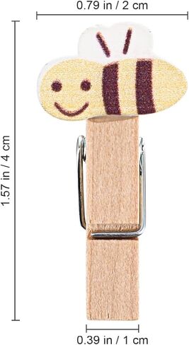 10pcs Mini Clothes Pins Wood Clothespin Bee with Jute Twine, Small Wooden Clothespins for Photos, Crafts, Hanging Clothes, Crafts, Display Artwork in Saudi Arabia