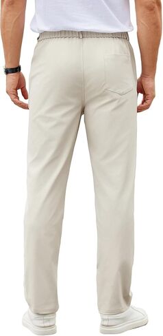 COOFANDY Mens Casual Chino Pants Elastic Waist Lightweight Trousers Classic-Fit Business Dress Pants with Pockets in Kuwait