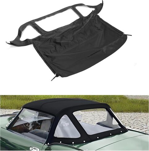 Convertible Soft Top Compatible with 1971-1981 Triumph Spitfire, Black Color with Clear Plastic Windows, Sailcloth Vinyl Soft Roof Replacement in Saudi Arabia