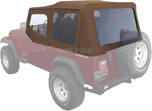Sierra Offroad TOP TOP من 1988 إلى 1995 Jeep Wrangler YJ - Spice ، Denim Vinyl - 2 Door Jeep Top مع نوافذ ملونة من البلاستيك الخلفية - استبدال الدقة الدقيقة - مع جلود الباب العلوي in Kuwait