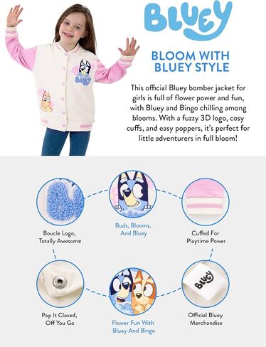 Bluey Jacket, Long Sleeve Girls Jacket, Kids Cotton Bomber Jackets, Girls Clothing in Saudi Arabia