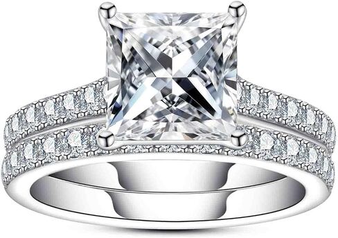 3ct-6ct Cubic Zirconia Wedding Rings Bridal Set Oval Cut/Round Cut/Princess Cut 5A Grade Simulated Diamond CZ Wedding Band Engagement Ring Set for Women in Saudi Arabia