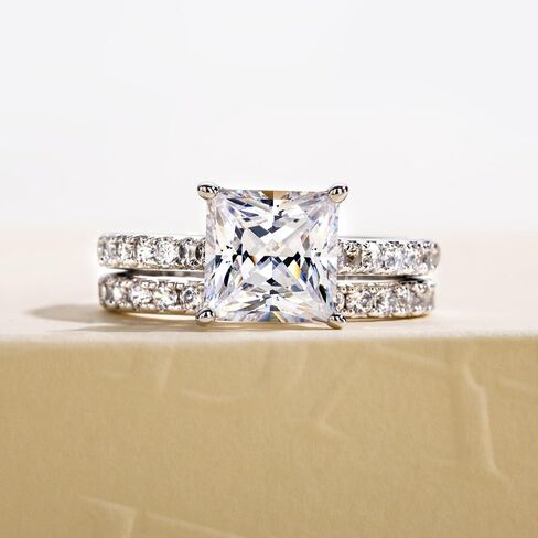 3ct-6ct Cubic Zirconia Wedding Rings Bridal Set Oval Cut/Round Cut/Princess Cut 5A Grade Simulated Diamond CZ Wedding Band Engagement Ring Set for Women in Saudi Arabia