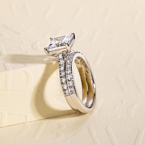 3ct-6ct Cubic Zirconia Wedding Rings Bridal Set Oval Cut/Round Cut/Princess Cut 5A Grade Simulated Diamond CZ Wedding Band Engagement Ring Set for Women in Saudi Arabia