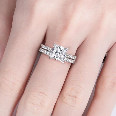 3ct-6ct Cubic Zirconia Wedding Rings Bridal Set Oval Cut/Round Cut/Princess Cut 5A Grade Simulated Diamond CZ Wedding Band Engagement Ring Set for Women in Saudi Arabia