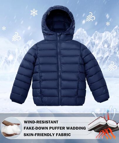maoo garden Girls Boys Winter Puffer Jacket Big Kids Faux-Down Lightweight Packable Water-Resistant Coat in Saudi Arabia