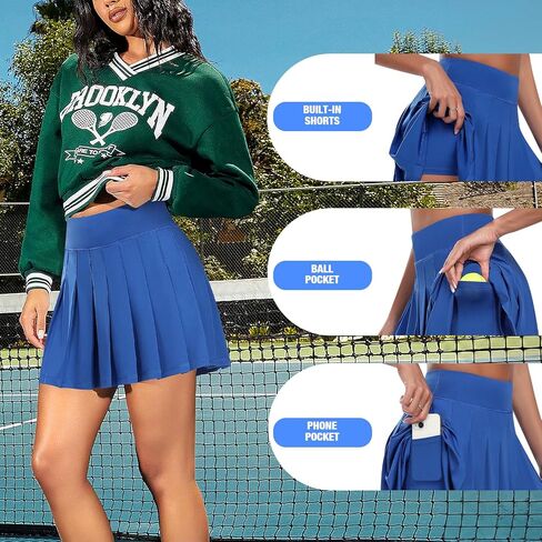 تنورة مطوية من Joygirl Womens مع شورت تنس تنورة تنورة موحدة تنورة صغيرة المتزلج المتزلج على الجيوب in Kuwait