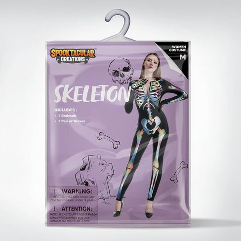 إبداعات spooktaculary Womens Heledon Costume Glow في البودات العظمية المظلمة ، الهالوين ، أزياء الهالوين للبالغين in Saudi Arabia
