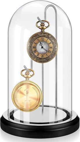 4 × 7 بوصة ستوكل جيب شاشة العرض قبة cloche مع 2 خطافين صافية مشاهدة ستوكل CASE STAND GLASS CLOCHE Showcase مع قاعدة خشبية لميداليات الحلي صور المقتنيات in Saudi Arabia