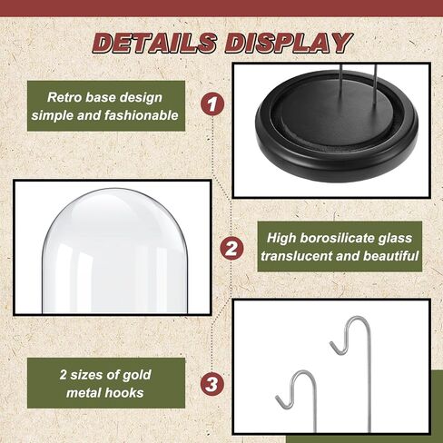 4 × 7 بوصة ستوكل جيب شاشة العرض قبة cloche مع 2 خطافين صافية مشاهدة ستوكل CASE STAND GLASS CLOCHE Showcase مع قاعدة خشبية لميداليات الحلي صور المقتنيات in Saudi Arabia