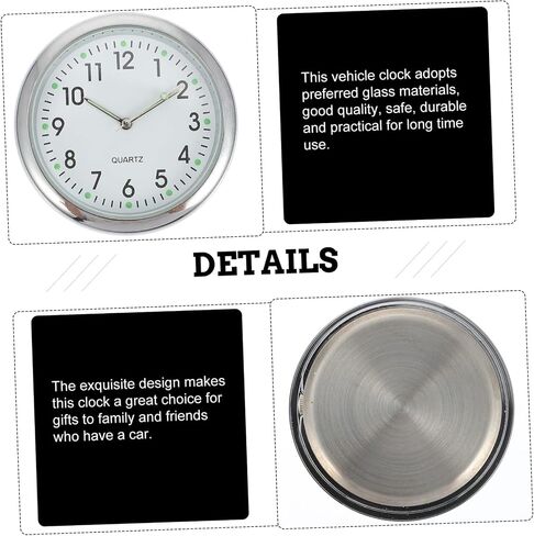 Mobestech Car Dashboard Mini Clock Adhesive Auto Light Vehicle Clock for Cars SUV with Stable Installation and Decorative Luminous Design Easy to Use Gift in Saudi Arabia