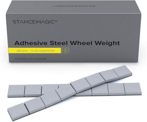 StanceMagic - 0.25oz 1/4oz - Gray Adhesive Stick On Wheel Weights, Easy Peel, Low Profile, Zinc Plated Steel Balancing Weights for Cars Bikes ATV UTV, 5.625 lb box (90oz), Contains 360 Pieces in Saudi Arabia
