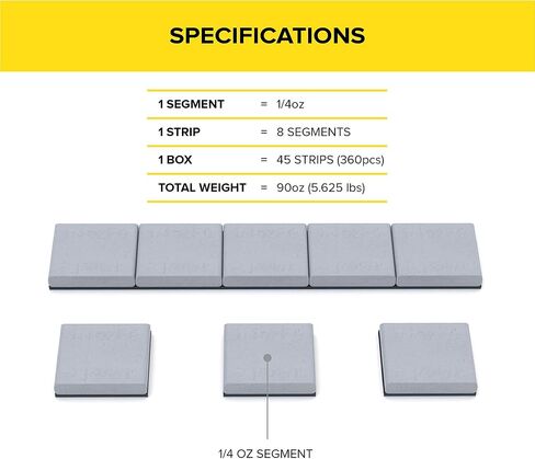StanceMagic - 0.25oz 1/4oz - Gray Adhesive Stick On Wheel Weights, Easy Peel, Low Profile, Zinc Plated Steel Balancing Weights for Cars Bikes ATV UTV, 5.625 lb box (90oz), Contains 360 Pieces in Saudi Arabia