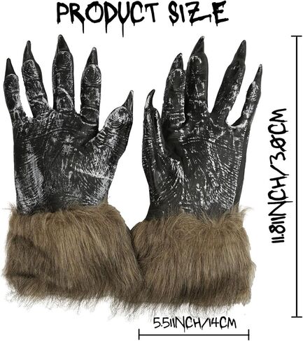 Halloween Werewolf Gloves, Hairy Furry Claws Costume Accessory, Scary Wolf Hand Gloves for Adults Unisex, Cosplay Party in Saudi Arabia