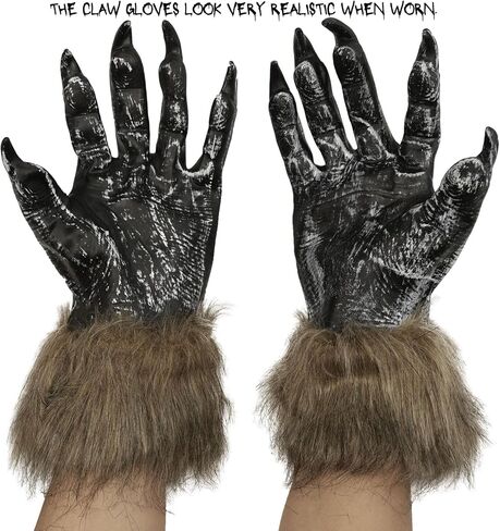 Halloween Werewolf Gloves, Hairy Furry Claws Costume Accessory, Scary Wolf Hand Gloves for Adults Unisex, Cosplay Party in Saudi Arabia