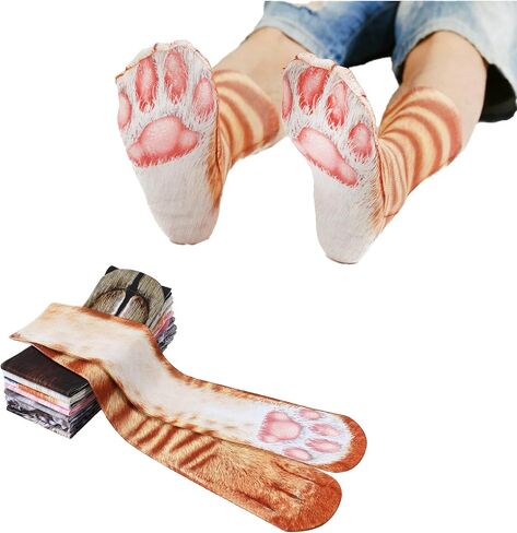 Novelty 3D Animal Paw Socks Cat Socks Stocking Stuffers for Adult Teens Crazy Socks Gag Gifts White Elephant Gifts in Kuwait