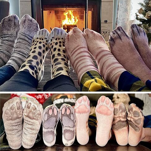 Novelty 3D Animal Paw Socks Cat Socks Stocking Stuffers for Adult Teens Crazy Socks Gag Gifts White Elephant Gifts in Kuwait