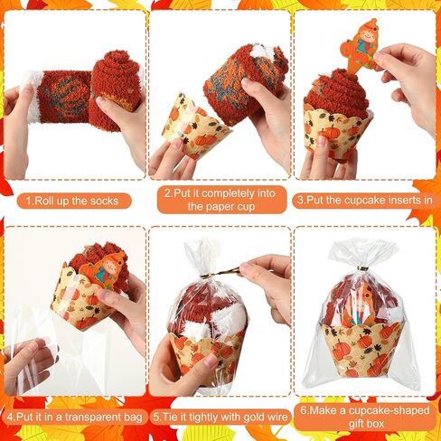 Jecery 24 Pairs Halloween Cupcake Socks Bulk Fuzzy Novelty Pumpkin Ghost Stocking Horror Cupcake Toppers Gifts for Men Women in Saudi Arabia