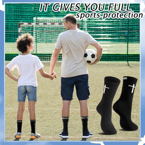 6 Pairs Christian Cross Socks Inspirational Religious Crew Socks with Bible Verse for Men Women Catholic Saint God in Saudi Arabia