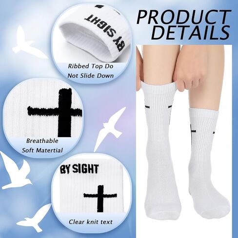 6 Pairs Christian Cross Socks Inspirational Religious Crew Socks with Bible Verse for Men Women Catholic Saint God in Saudi Arabia