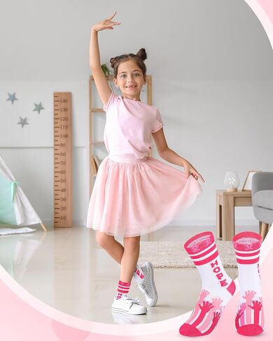 Suhine 24 Pairs Teens Pink Ribbon Breast Cancer Awareness Socks Sport Sock Bulk Pack Pink Crew Socks for Youth, 12 Styles, 5.91 x 6.69 Inch in Saudi Arabia