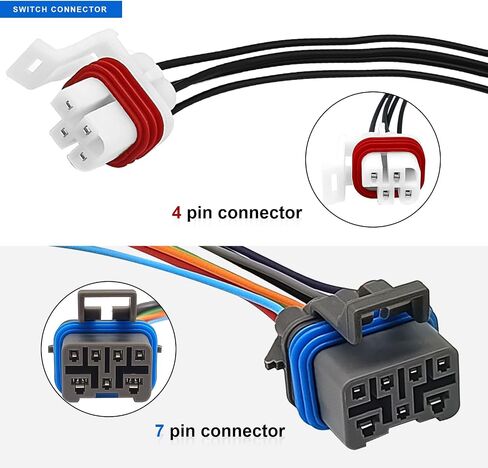 7 Wire 4 Wire Neutral Safety Switch Pigtails Switch Connectors 65E 4L80E 4L60E Compatible with 1995-2004 GM 4 Speed Automatic Transmission Replace# 15305920 15305887 88862288 18624229422 in Saudi Arabia