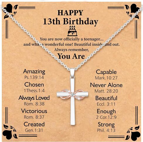 Happy 10th 11th 12th 13th 14th 16th 18th 21st Birthday Gifts for Girls,Forever Infinity Cross Necklace Religious Presents for Women Daughter Her in Kuwait