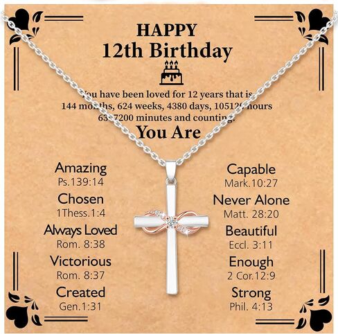 Happy 10th 11th 12th 13th 14th 16th 18th 21st Birthday Gifts for Girls,Forever Infinity Cross Necklace Religious Presents for Women Daughter Her in Kuwait