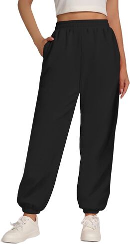Women's Sweatpants Fleece Lined Baggy Joggers Sweat Pants High Waisted Lounge Cinch Bottoms with Pocket, S-XL in Saudi Arabia