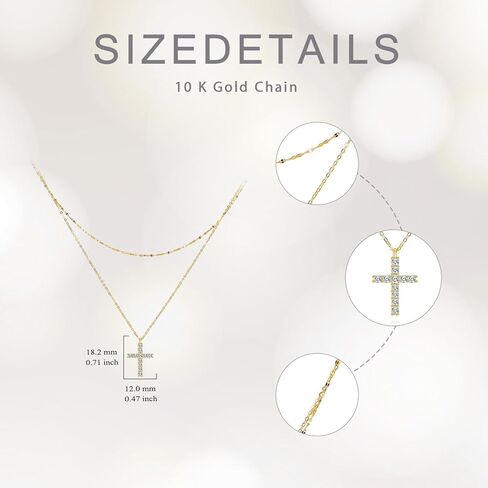 SISGEM 14k Gold 0.23 Carat Lab Grown Diamond Cross Layered Necklace for Women, 16-18 Inches in Saudi Arabia