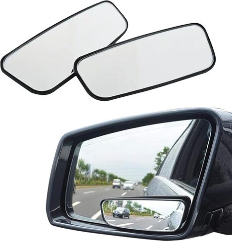 2 PCS Blind Spot Mirror, Rectangular Framed Curved Wide-angle Rearview Mirror, HD Glass Anti-glare Parking Assist Accessory with Adjustable Bracket, for Most Cars Trucks (Black) in Saudi Arabia
