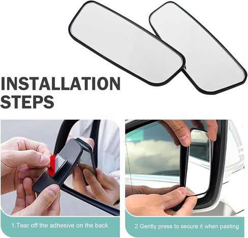 2 PCS Blind Spot Mirror, Rectangular Framed Curved Wide-angle Rearview Mirror, HD Glass Anti-glare Parking Assist Accessory with Adjustable Bracket, for Most Cars Trucks (Black) in Saudi Arabia