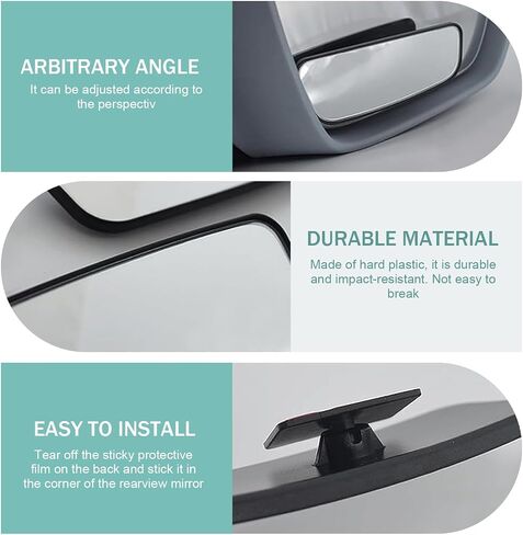 2 PCS Blind Spot Mirror, Rectangular Framed Curved Wide-angle Rearview Mirror, HD Glass Anti-glare Parking Assist Accessory with Adjustable Bracket, for Most Cars Trucks (Black) in Saudi Arabia
