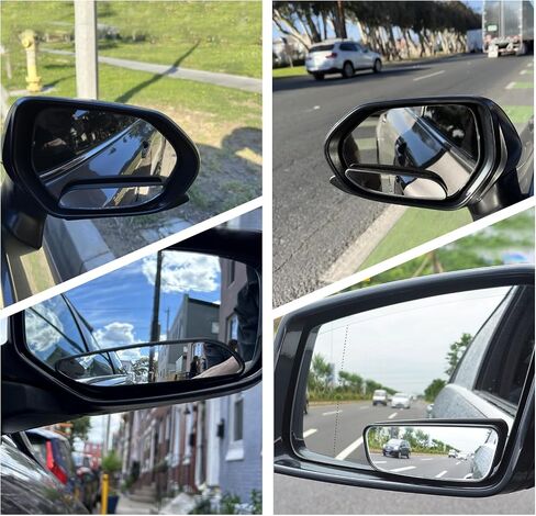 2 PCS Blind Spot Mirror, Rectangular Framed Curved Wide-angle Rearview Mirror, HD Glass Anti-glare Parking Assist Accessory with Adjustable Bracket, for Most Cars Trucks (Black) in Saudi Arabia