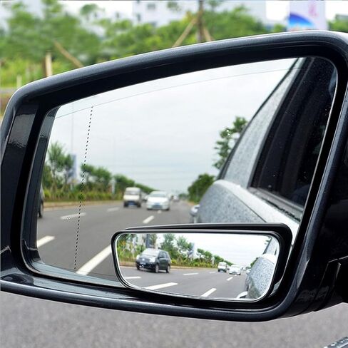 2 PCS Blind Spot Mirror, Rectangular Framed Curved Wide-angle Rearview Mirror, HD Glass Anti-glare Parking Assist Accessory with Adjustable Bracket, for Most Cars Trucks (Black) in Saudi Arabia