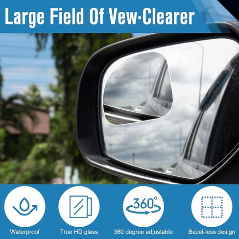 2 Pcs Fan Shaped Car Wide Angle Blind Spot Mirror, Frameless Fan Convex Wide Angle Rearview Side Blindspot Car Mirror, 360° Convex Glass Angles Adjustable Rear View Mirrors for Cars SUV Truck in Saudi Arabia