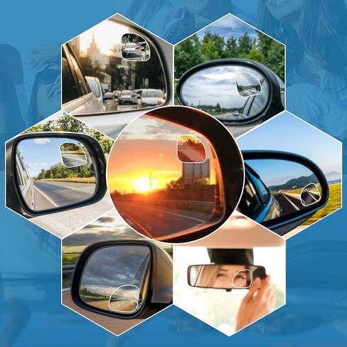 2 Pcs Fan Shaped Car Wide Angle Blind Spot Mirror, Frameless Fan Convex Wide Angle Rearview Side Blindspot Car Mirror, 360° Convex Glass Angles Adjustable Rear View Mirrors for Cars SUV Truck in Saudi Arabia